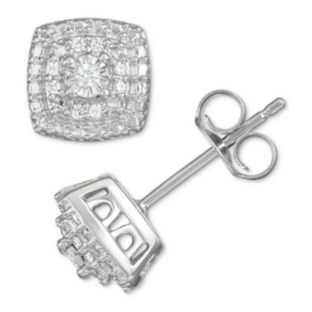SOLD! Diamond cluster stud earrings
